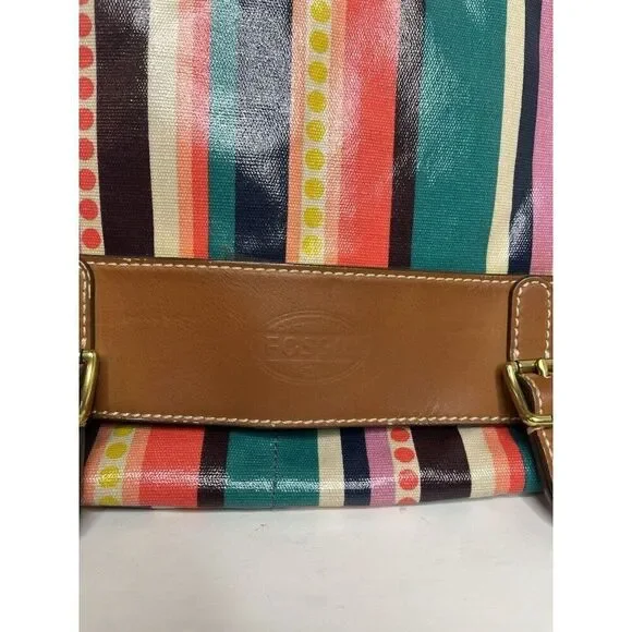 Fossil Crossbody Striped Canvas‎ Messenger Bag - Picture 3 of 15